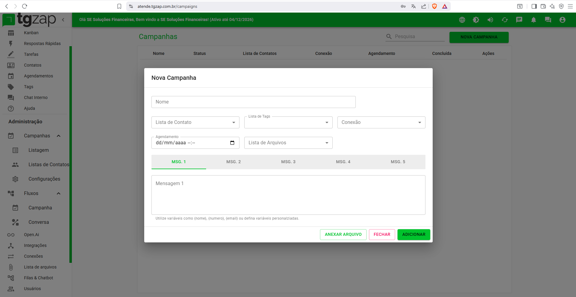Campanhas Atende TGZAP